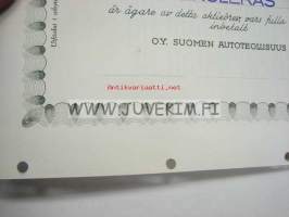 Oy Suomen Autoteollisuus Ab 1 000 mk -osakekirja