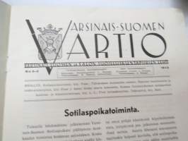 Varsinais-Suomen Vartio 1942 nr 8-9, sis. mm. seur. artikkelit / kuvat / mainokset; Kansikuva - Sotilaspoikia, Sotilaspoikatoiminta - selostus kesäkauden