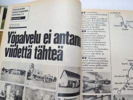 Tuulilasi 1974 nr 11, sisältää mm. seur. artikkelit / kuvat / mainokset; Kansikuva &quot;Sammutintesti&quot;, Karu korvenkulkija UAZ 469 B esittely, Vuokra-autolla