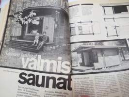 Avotakka 1972 nr 2, kansikuva Riitta &amp; Lasse Mårtenson, arkkitehti Jarkko Kosken oma koti Kuusiston salmen rannalla, Suomen parhaat valmissaunat