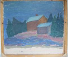 Tauno Leppänen, maalaus levylle sign  1955, 55x60, 62x67 cm  / TAUNO Antero LEPPÄNEN(1924 Turku.-1987Taidekoulutus:Turun Taideyhdistyksen