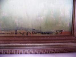 Tauno Leppänen, maalaus levylle sign  1955, 55x60, 62x67 cm  / TAUNO Antero LEPPÄNEN(1924 Turku.-1987Taidekoulutus:Turun Taideyhdistyksen