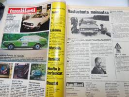 Tuulilasi 1976 nr 11, sis. mm. seur. artikkelit / kuvat / mainokset; Kansikuva &quot;Tuulilasin testissä tutkanpaljastin&quot;, Volvo 242 L 1.9, Rekkamiehet Kari Kinnunen &amp;