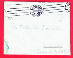 Kenttäpostikuori ja kirje, 27.12.1942. Leima - Kenttäpostikonttori N:o 2. Lähettäjän peiteluku 2/19301