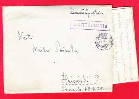 Kenttäpostikuori ja kirje, 17.02.1943. Leima - Kenttäpostikonttori N:o 3. Lähettäjän peiteluku KPK 3/4243
