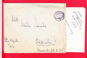 Kenttäpostikuori ja kirje, 03.03.1943. Leima - Kenttäpostikonttori N:o 3. Lähettäjän peiteluku KPK 3/4241
