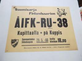 ÅIFK - RU-38 (Åbo Idrottsföreningen Kamraterna - Rosenlewin Urheilijat, Pori) - Jalkapallo Suomisarja / Finlandserien 1966 Kupittaalla 29.5.1966