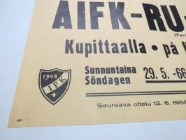 ÅIFK - RU-38 (Åbo Idrottsföreningen Kamraterna - Rosenlewin Urheilijat, Pori) - Jalkapallo Suomisarja / Finlandserien 1966 Kupittaalla 29.5.1966