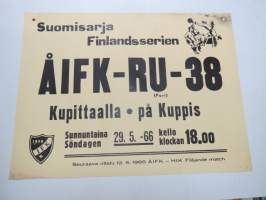 ÅIFK - RU-38 (Åbo Idrottsföreningen Kamraterna - Rosenlewin Urheilijat, Pori) - Jalkapallo Suomisarja / Finlandserien 1966 Kupittaalla 29.5.1966