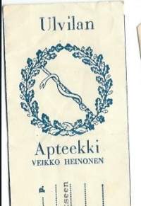 Ulvilan Apteekki Veikko Heinonen  resepti signatuuri 1961