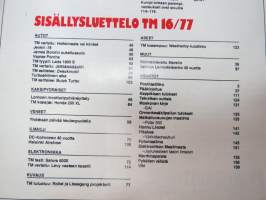 Tekniikan Maailma 1977 nr 16, sis. mm. seur. artikkelit / kuvat / mainokset; Nastakoe / Holkkinasta vai kiinteä,  -testi, Kasetti vastaan levy -testi, Salora 6000