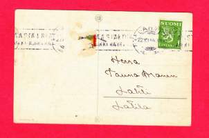 Vanha joulukortti -   Koko 14 x 9 cm. . 22.12.1944. Sarja 42338/18. Raivio