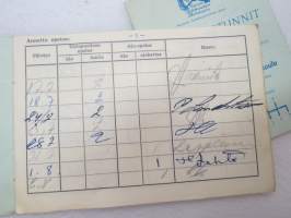 Autkoulun opetuspäiväkirja + opetusajotunnit - Turun Autokaupan Autokoulu 1958 -driving school documents / timetables of lessons