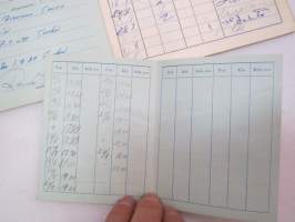 Autkoulun opetuspäiväkirja + opetusajotunnit - Turun Autokaupan Autokoulu 1958 -driving school documents / timetables of lessons