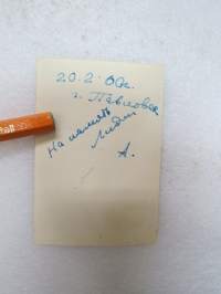 NL solttu - Па память Лидие от A. 20.2.1960 - Lidialle muistoksi A.:lta -valokuva / photograph