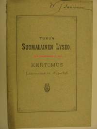 Turun Suomalainen Lyseo. Kertomus lukuvuodelta 1897-1898