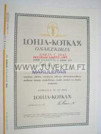 Lohja-Kotka Oy, Lohja 1942 100 mk -osakekirja