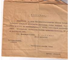 Todistus sosiaaliministeriöltä  että  harjatehtaan  laatimat  ja  esittämät työsäännöt  on  hyväksytty  heinäkuussa 1931. Listassa  on  säännöt