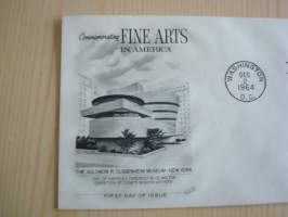 Guggenheim, museo, New York, 1964, USA, ensipäiväkuori, FDC, hieno esim. lahjaksi. Katso myös muut kohteeni, minulla on myynnissä mm. noin 700 erilaista