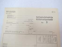 Valtionrautatiet / Sotilaskuljetuskirja - Militärtransportsedel (nr 9) -rahtikirja / -military related freight document