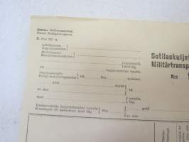 Valtionrautatiet / Sotilaskuljetuskirja - Militärtransportsedel (nr 8) -rahtikirja / -military related freight document