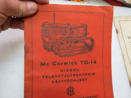 International / Mc Cormick TD-14 Diesel telaketjutraktori käyttöohjekirja + Special Attachments  TD-14 TracTractor (lisälaitteet rakenne ja osat - erillinen