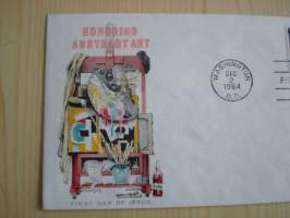 Honoring Abstract Art, 1964, USA, ensipäiväkuori, FDC, yhdellä postimerkillä, hieno esim. lahjaksi. Katso myös muut kohteeni, minulla on myynnissä mm. noin
