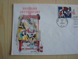 Honoring Abstract Art, 1964, USA, ensipäiväkuori, FDC, kahdella postimerkillä, hieno esim. lahjaksi. Katso myös muut kohteeni, minulla on myynnissä mm. noin