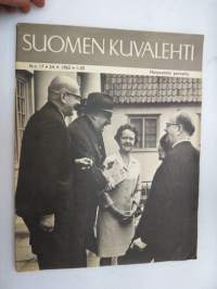 Suomen Kuvalehti 1965 nr 17, ilmestynyt 24.4.1965, sis. mm. seur. artikkelit / kuvat / mainokset; Kansikuva &quot;Urho Kekkonen Harpsundin portailla&quot; -