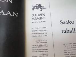 Suomen Kuvalehti 1965 nr 17, ilmestynyt 24.4.1965, sis. mm. seur. artikkelit / kuvat / mainokset; Kansikuva &quot;Urho Kekkonen Harpsundin portailla&quot; -