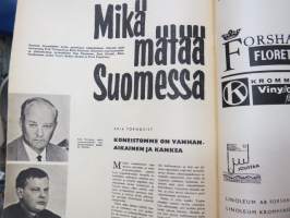 Suomen Kuvalehti 1965 nr 17, ilmestynyt 24.4.1965, sis. mm. seur. artikkelit / kuvat / mainokset; Kansikuva &quot;Urho Kekkonen Harpsundin portailla&quot; -