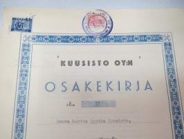 Kuusisto Oy, Viipuri 1942, 1 000 mk, nr 35, Rouva Martta Lyydia Kuusisto -osakekirja / share certificate