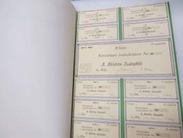 A. Ahlström Osakeyhtiö, Noormarkku 1972, B-sarja BK 10 osaketta á 500 mk = 5 000 mk -osakekirja -share certificate