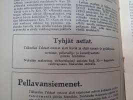 Tikkurilan Viesti 1932 nr 4 -asiakaslehti, sisältää mm. asiapitoisia ammattiartikkeleita maalaus- suojaus- ja pinnoitustöistä ja materiaaleista -customer