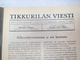 Tikkurilan Viesti 1933 nr 3 -asiakaslehti, sisältää mm. asiapitoisia ammattiartikkeleita maalaus- suojaus- ja pinnoitustöistä ja materiaaleista -customer