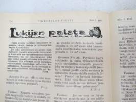 Tikkurilan Viesti 1933 nr 1 -asiakaslehti, sisältää mm. asiapitoisia ammattiartikkeleita maalaus- suojaus- ja pinnoitustöistä ja materiaaleista -customer