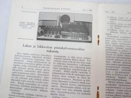 Tikkurilan Viesti 1935 nr 1 -asiakaslehti, sisältää mm. asiapitoisia ammattiartikkeleita maalaus- suojaus- ja pinnoitustöistä ja materiaaleista -customer