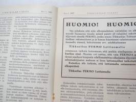 Tikkurilan Viesti 1937 nr 1 -asiakaslehti, sisältää mm. asiapitoisia ammattiartikkeleita maalaus- suojaus- ja pinnoitustöistä ja materiaaleista -customer