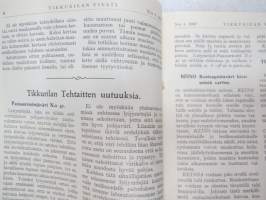 Tikkurilan Viesti 1937 nr 1 -asiakaslehti, sisältää mm. asiapitoisia ammattiartikkeleita maalaus- suojaus- ja pinnoitustöistä ja materiaaleista -customer