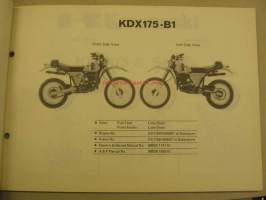 Kawasaki KDX175-B parts catalogue varaosaluettelo