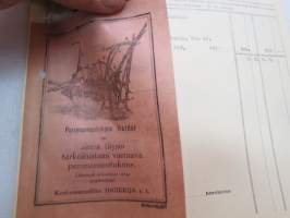 Keskusosuusliike Hankkija, Helsinki 24.7.1923 - Sauvon ja Karunan Osuusmeijeri -asiakirja, mukaan liimattu perunannostokone Harder / Oja-aura Valtava esite