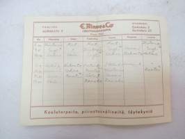 E. Rinne &amp; Co Lähetyskirjakauppa - Aurakatu 3, Turku -lukujärjestys / school timetable