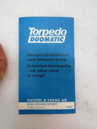 Torpedo Duomatic 102 nav med broms skötsel, demontage, reservdelar-polkupyörännapa, käyttöohje ja varaosat, ruotsinkielinen -owner´s manual &amp; parts for cycle