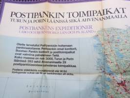 Postipankin toimipaikat Turun ja Porin läänissä ja Ahvenanmaalla 1070 Posbankens expediotioner i Åbo och Björneborgs län och på Åland -kartta / map
