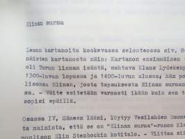 Elinan surma - kirjailija Yrjö Käkönen -kirjoitus Suomen historiasta / kansanperinteestä - artikkelikäsikirjoitus - author´s article on finnish traditional tales