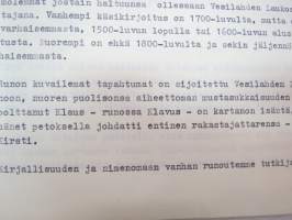 Elinan surma - kirjailija Yrjö Käkönen -kirjoitus Suomen historiasta / kansanperinteestä - artikkelikäsikirjoitus - author´s article on finnish traditional tales