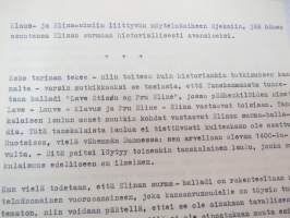 Elinan surma - kirjailija Yrjö Käkönen -kirjoitus Suomen historiasta / kansanperinteestä - artikkelikäsikirjoitus - author´s article on finnish traditional tales