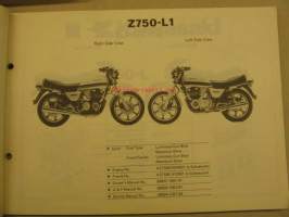 Kawasaki Z750-L parts catalog varaosaluettelo