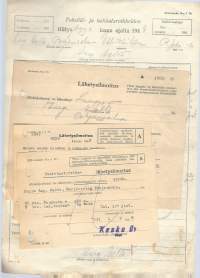 Tekstiili- ja nahkatarvikkeiden tilitys  syyskuu 1948  kansanhuolto  4 eri dokumenttia