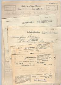 Tekstiili- ja nahkatarvikkeiden tilitys  elokuu 1948  kansanhuolto  7 eri dokumenttia
